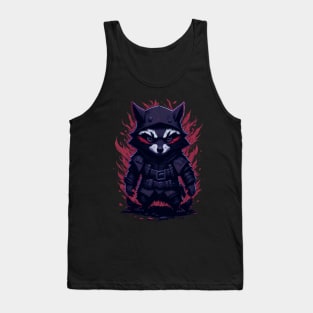 Ninja Raccoon Illustration Tank Top